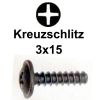 Kreuzschlitz 3x15 Halbrundkopf